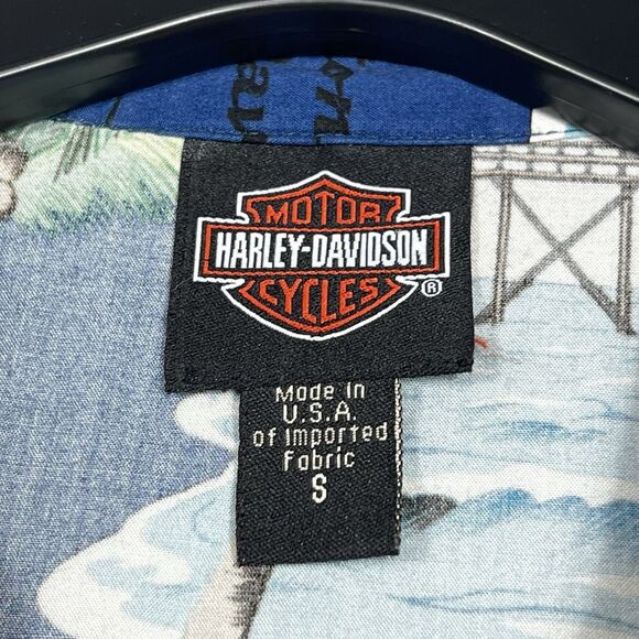 VTG Harley Davidson Hawaiian Shirt SMALL Motorcycles Sleeveless Biker Made USA - Picture 9 of 11